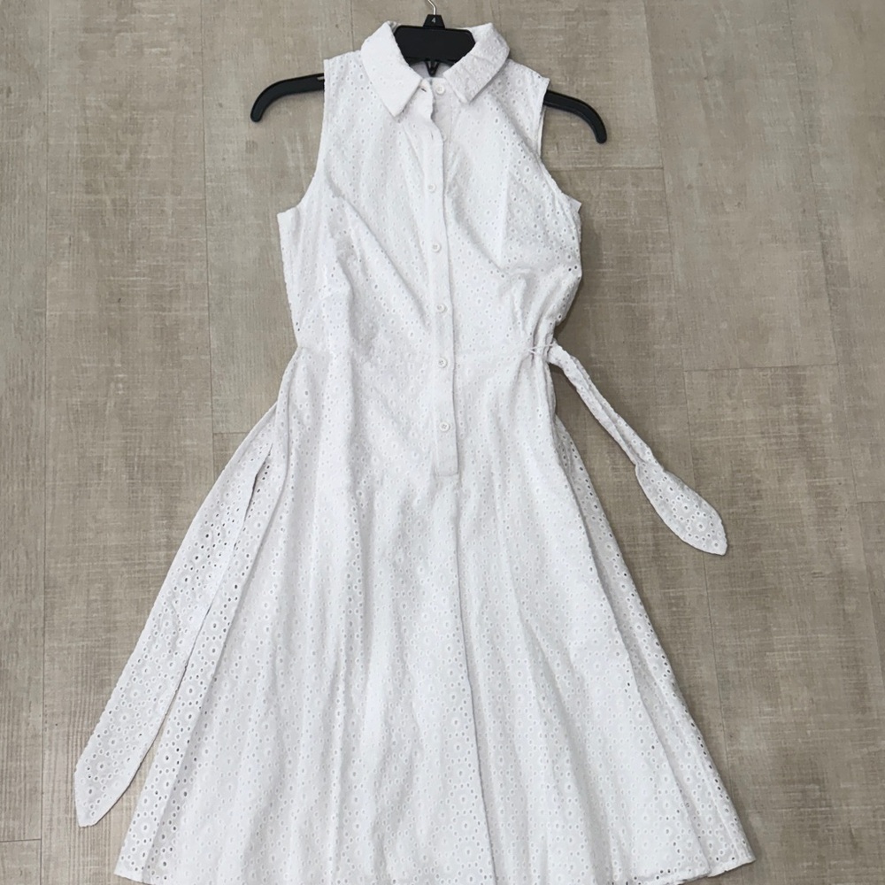 White Eyelet Sleeveless Dress